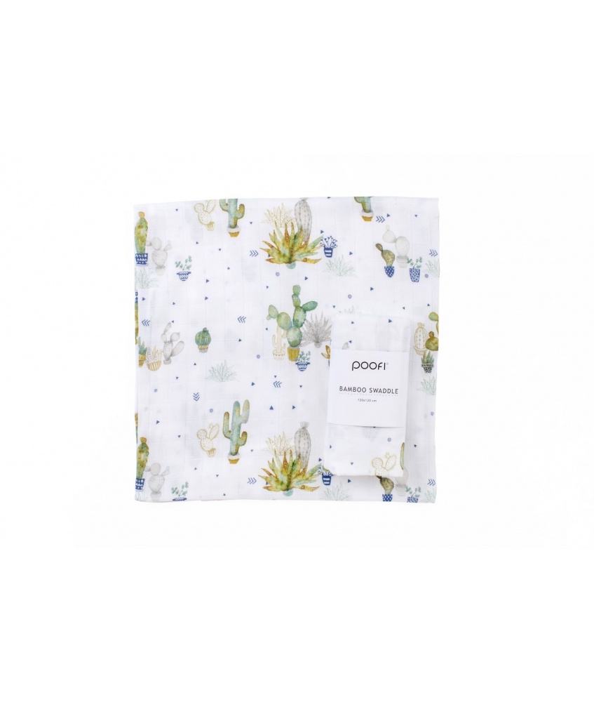 Bamboo swaddle Tropical 120x120cm color: cactus